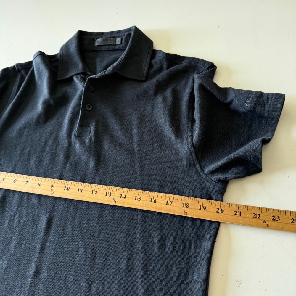 G/FORE Mens Black Slub Texture Golf Polo Shirt Pelican Hill Logo LARGE Stretch - Picture 6 of 7